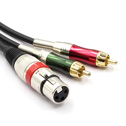 SiYear XLR Female to 2 x Phono RCA Plug Adapter Y Splitter Patch Cable, XLR Female 3 Pin to Dual RCA Male Plug Stereo Audio Cable Connector(1.5 M/5FT) - Image 1