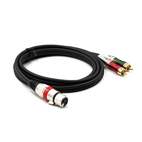 SiYear XLR Female to 2 x Phono RCA Plug Adapter Y Splitter Patch Cable, XLR Female 3 Pin to Dual RCA Male Plug Stereo Audio Cable Connector(1.5 M/5FT) - Image 2