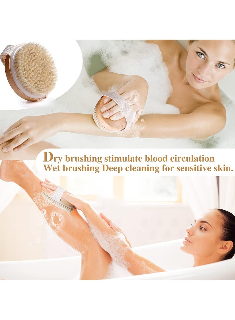 فرشاة الجسم بالفرشاة الرطبة أو الجافة, مع عقيدات التدليك الناعمة, فرشاة جافة لتقشير البشرة, علاج السيلوليت, يحفز الدورة الدموية ويجعل البشرة متوهجة, فرشاة الاستحمام وتقشير الجسم - Image 5