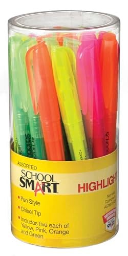 School Smart Chisel Tip Highlighters- Assorted Colors, 4.5 H x 6.7 L x 3.2 W, Pack of 20 - Image 2