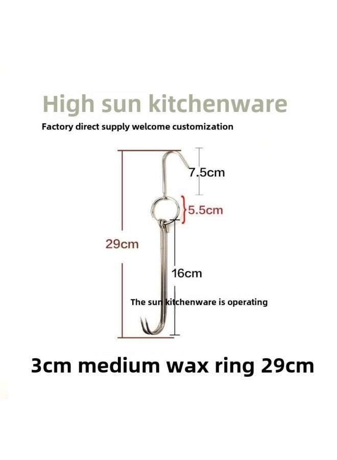 Beijing Duck Hook Stainless Steel Roast Goose Hook Roast Duck Hook Double Hook Roast Meat Hook Roast Fork Air Drying Cabinet Hook-Color:3.5cm Long Wax Ring Large Ring (pack Of 10)  - Image 1