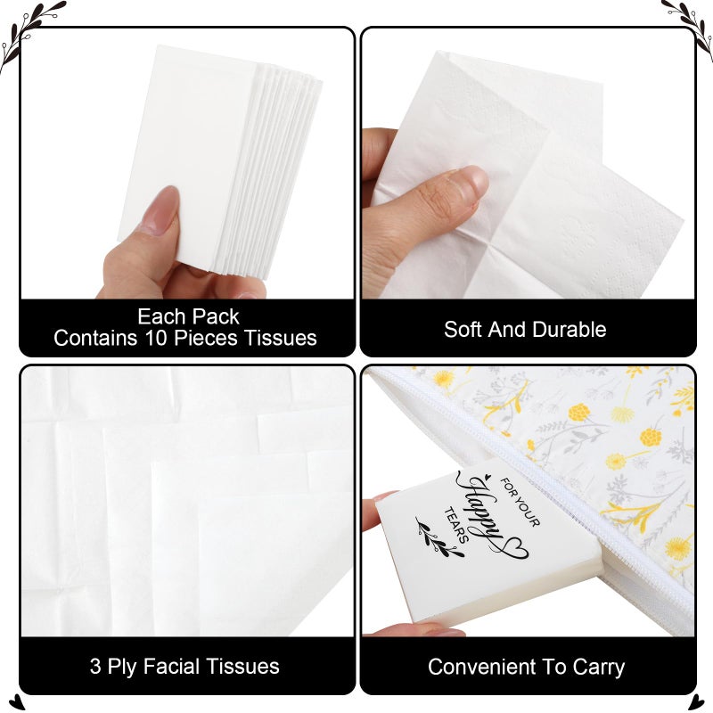 NatNarr 100 Pcs Happy Tears Tissue, 3 Ply Wedding Tissues Guests Pocket Paper Mini Travel Facial Tissue Welcome Bag Stuffers for Party Favor Graduation - Image 4