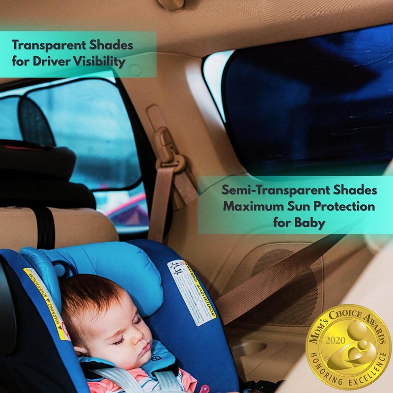 Car Side Window Sun Shade for Baby & Driver (4Pk) - Certified UV Protection - Image 2