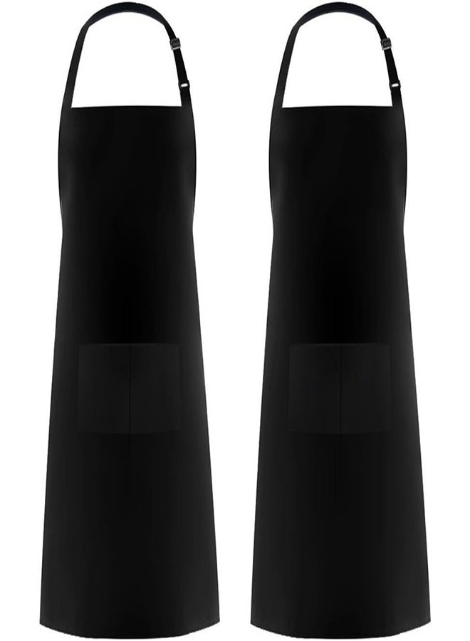 2 Pack Kitchen Cooking Aprons, Adjustable Soft Chef Apron with 2 Pockets for Men Women, Black - Image 1