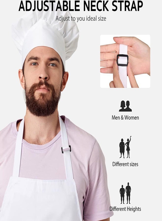 2 Pack Kitchen Cooking Aprons, Adjustable Soft Chef Apron with 2 Pockets for Men Women, Black - Image 2