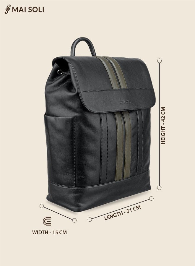MAI SOLI Alpha Genuine Leather Black Large Backpack - Image 3
