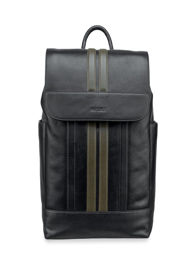 MAI SOLI Alpha Genuine Leather Black Large Backpack - Image 1