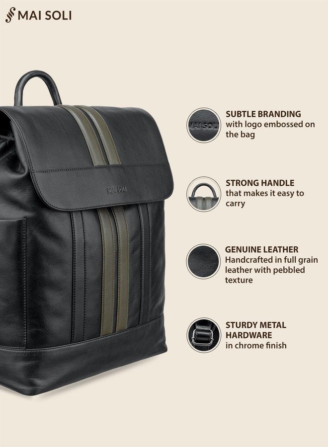 MAI SOLI Alpha Genuine Leather Black Large Backpack - Image 4