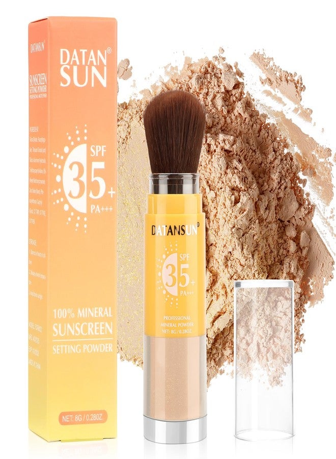 DATANSUN 2 IN 1 Powder Sunscreen For Face【SPF 35】【Oil Control】【Lightweight】Matte Finish Mineral Sunscreen Setting Powder For All Skin, 05-Glitter Medium - Image 1