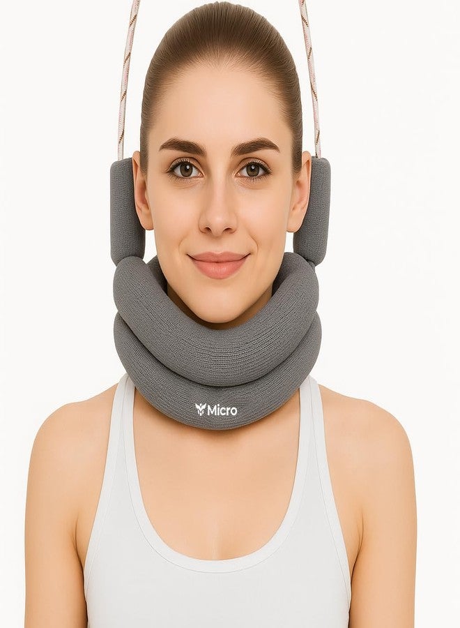 MICRO Meditex Neck Stretcher for Pain Relief, Five Nights Cervical Traction Head Holder Belt for TMJ Pain Relief and Cervical Spine (Grey, Header with Rope Only) - Image 1