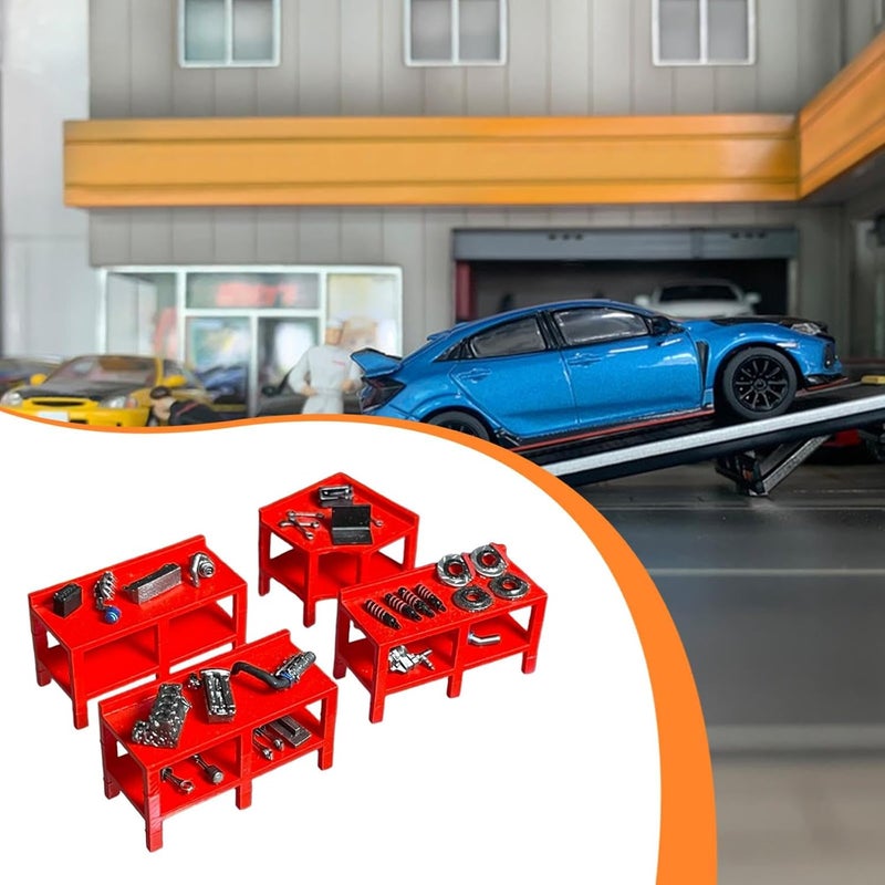 Miniature Garage Model 1/64 Scale Workshop Tool Model Kit Scene Accessories Made of Lightweight PP for Collectibles and Craft Projects, Style A - Image 4