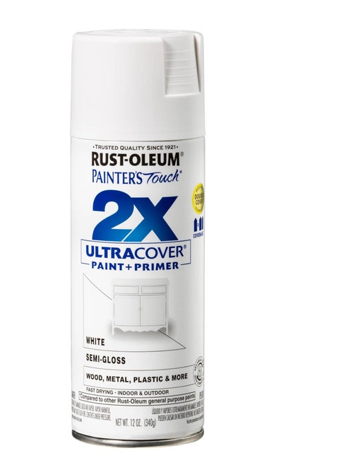 Rust-Oleum 2X Ultra Cover 12oz Semi-Gloss White - Spray Paint, Durable, Smooth Finish