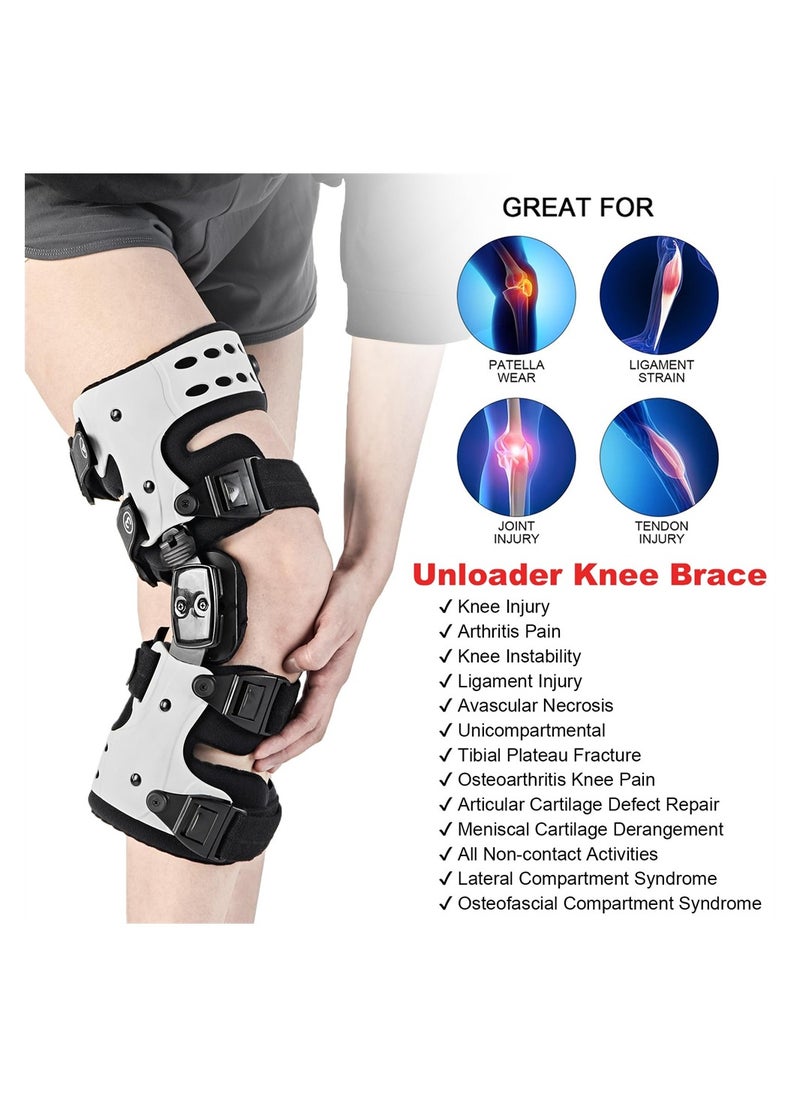 Excefore - OA Unloader Knee Brace, Osteoarthritis Adjustable ROM Stabilizing Protection, Knee Brace for Osteoarthritis, Arthritis Pain, Cartilage Repair, Bone on Bone Knee Joint Pain (Right White) - Image 1
