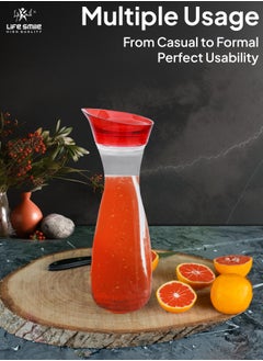 Life Smile LIFE SMILE Shatterproof Acrylic Water Bottle with Leakproof Lid - BPA-Free, Eco-Friendly Juice Pitcher - Ideal for Water, Iced Tea, Cold Brew, and Beverages (Red, 0.45 L)  - Image 4
