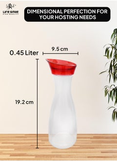 Life Smile LIFE SMILE Shatterproof Acrylic Water Bottle with Leakproof Lid - BPA-Free, Eco-Friendly Juice Pitcher - Ideal for Water, Iced Tea, Cold Brew, and Beverages (Red, 0.45 L)  - Image 3