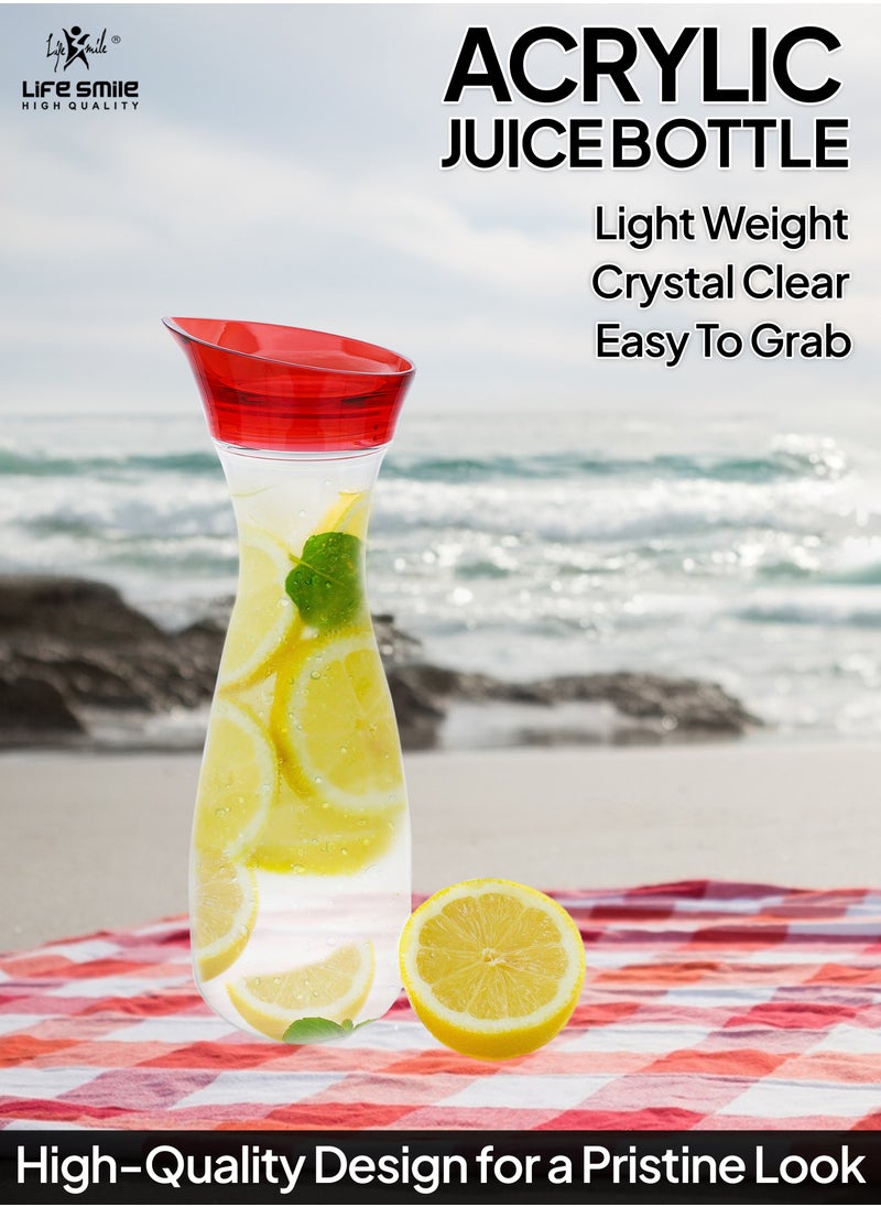 Life Smile - LIFE SMILE Shatterproof Acrylic Water Bottle with Leakproof Lid - BPA-Free, Eco-Friendly Juice Pitcher - Ideal for Water, Iced Tea, Cold Brew, and Beverages (Red, 0.45 L) - Image 1
