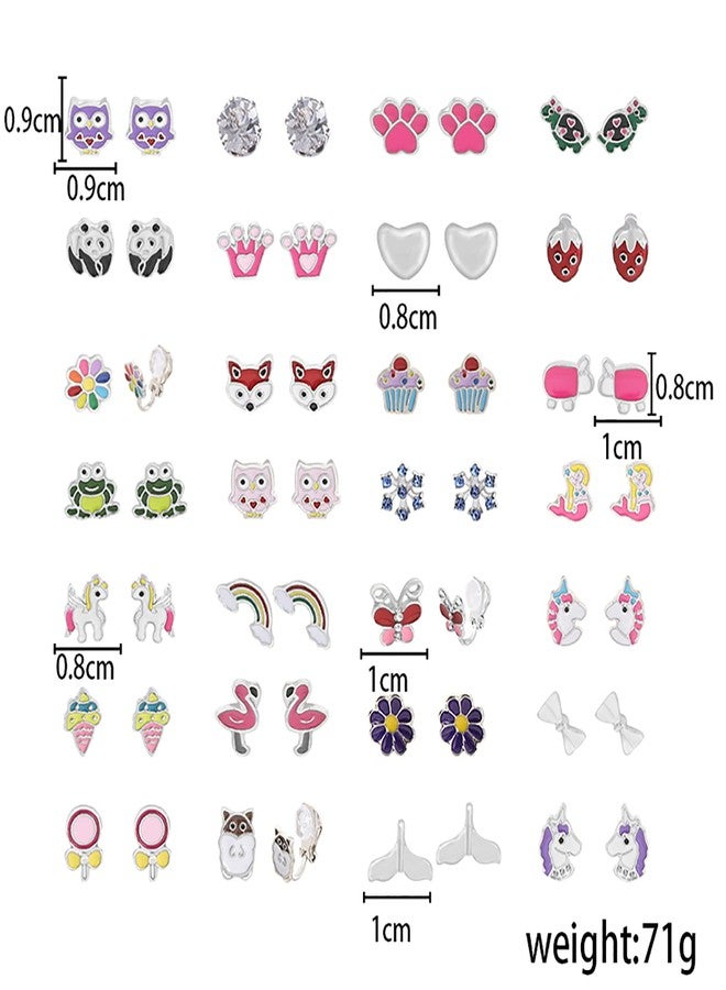 OATHYAN 28 Pairs Clip On Earrings Non Piercing Earrings Hypoallergenic Animal Butterfly Rainbow Flower Mixed Color Painless Non-Piercing Earrings Pack - Image 4