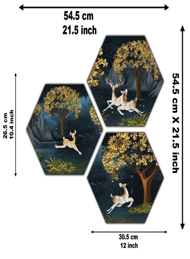 Poster n Frames PNF Wood Landscape Painting For Home Wall Decoration|Artwork With Multicolour|For Living Room, Bedroom & Home Decor | Best Gifting Option | 3 Pieces - Image 2