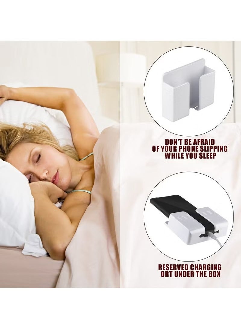 KIIUMI 4PCS Wall Mount Phone Holder with Adhesive, Phone Stand with Data Line Receiving Hole, Remote Control Stand, Use for Home, Office (White) - Image 4