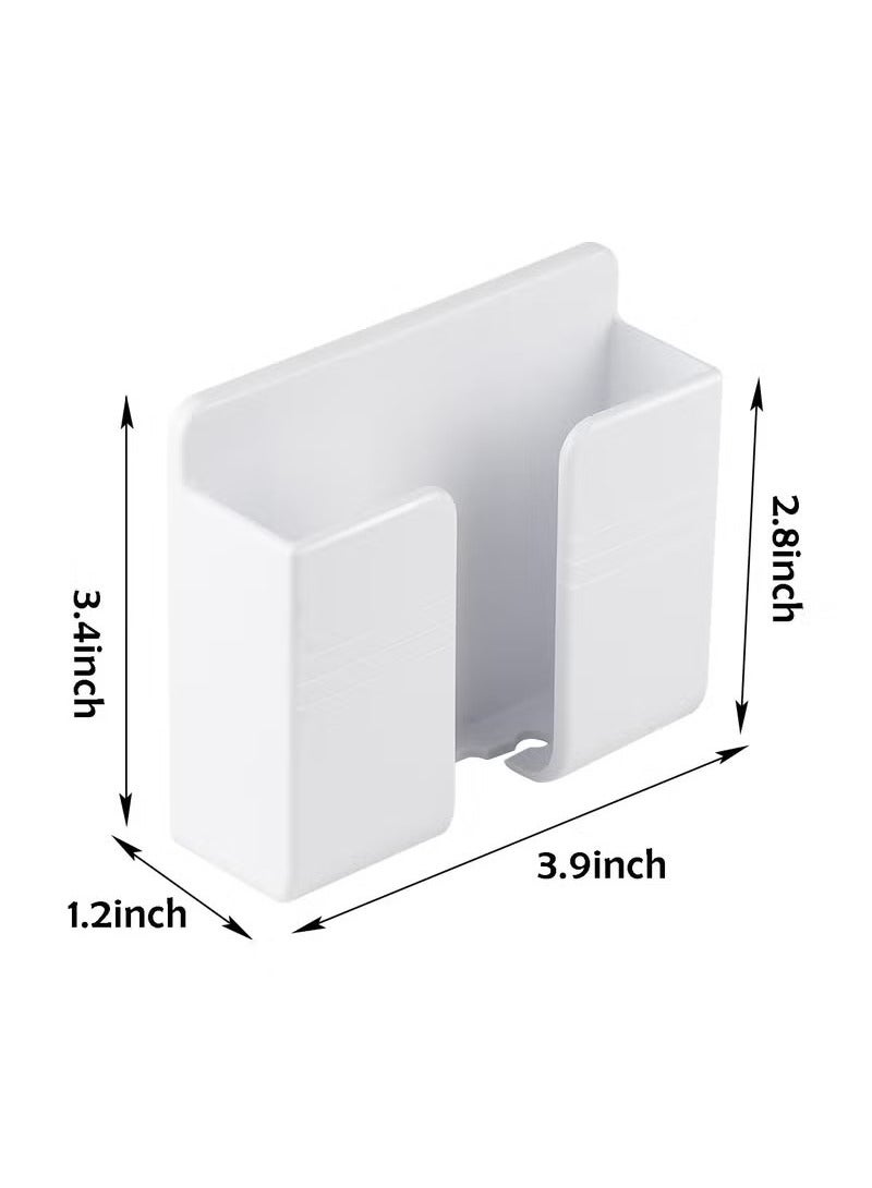 KIIUMI 4PCS Wall Mount Phone Holder with Adhesive, Phone Stand with Data Line Receiving Hole, Remote Control Stand, Use for Home, Office (White) - Image 2