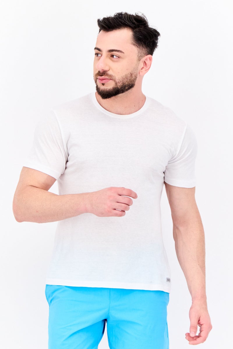 Reaction by Kenneth Cole Men 3 Pieces Crew Neck Short Sleeve Brand Logo Undershirt, White - Image 1