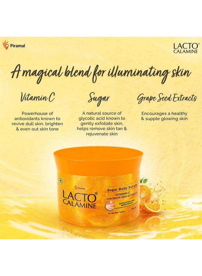 لاكتو كلامين مقشر الجسم بالسكر وفيتامين سي | 200 جرام | مقشر لطيف للجسم | مقشر للجسم لبشرة صافية وصحية ومتوهجة | فيتامين سي، مستخلص السكر وبذور العنب يزيل الخلايا السمراء والجلد الميت - Image 2