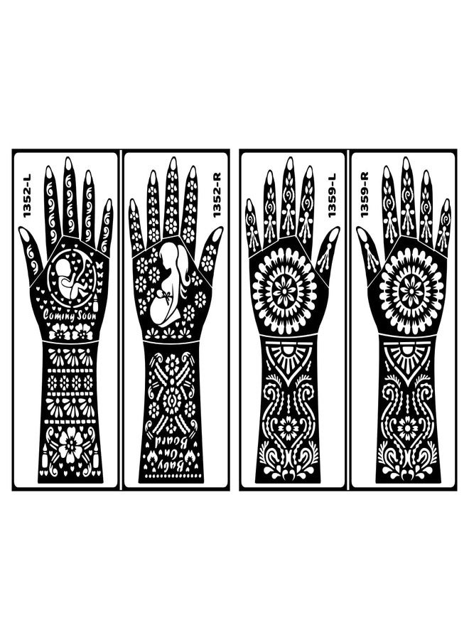 Vanvati Motherhood Baby Shower Mehndi Stencil Easy Application Henna Template for Hands 2 Pack Combo - Image 1