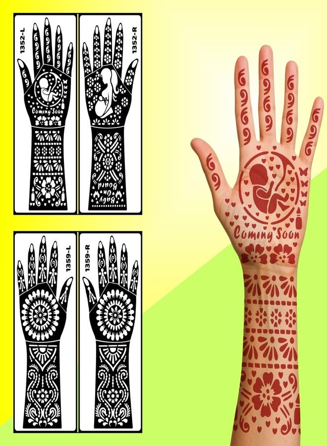 Vanvati Motherhood Baby Shower Mehndi Stencil Easy Application Henna Template for Hands 2 Pack Combo - Image 2