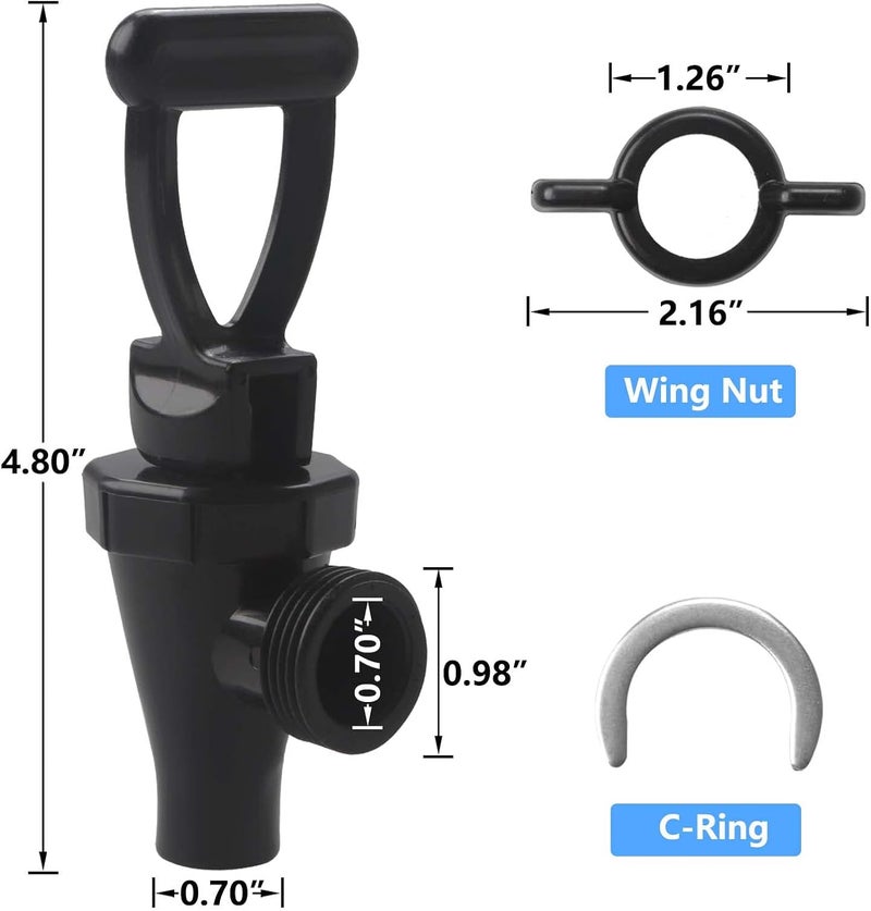MUGLIO 2 Pack 03260.0002 Replacement Faucet Kit for Tea Dispenser Reusable Spigot for Tea Urn with 2 Wing Nut and 2 C-Ring by - Image 4