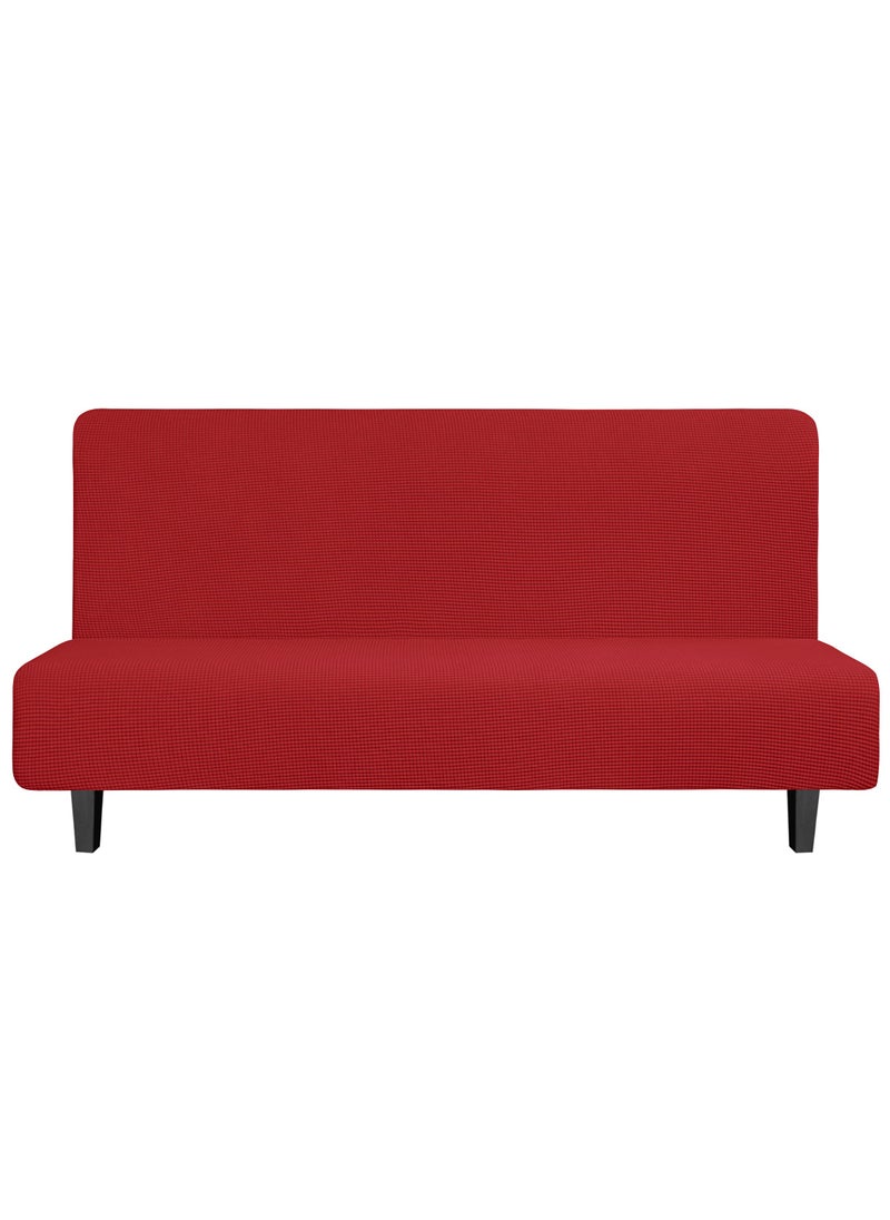 Easy-Going EasyGoing Stretch Futon Slipcover Armless Futon Bed Cover Furniture Protector Without Armrests with Elastic Bottom for Kids Soft Jacquard Fabric Small Checks Large Christmas Red 