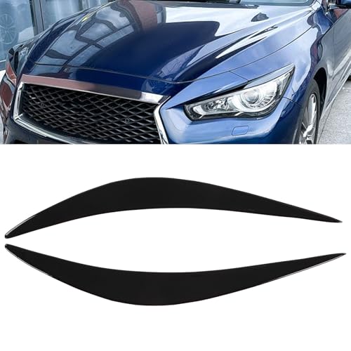 Camrusic Glossy Black Headlight Cover Eye lid Eyebrows, Pair Headlight Eyelid Headlamp Eyebrow Strip Trim Compatible with Infiniti Q50 2014-2019 - Image 1