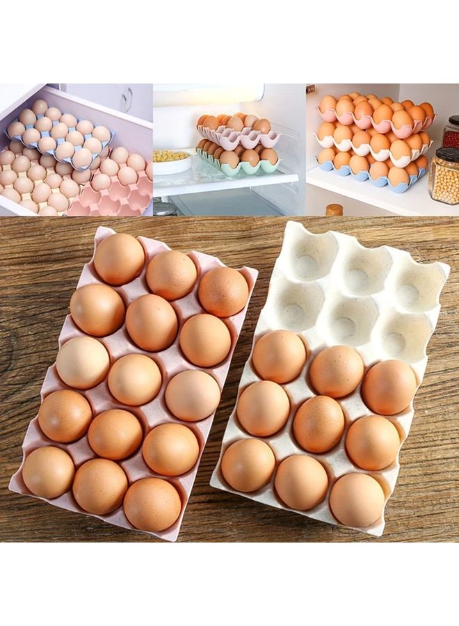 Blue Stackable Egg Storage Box Set 2pcs Detachable Kitchen Ice Trays Organizer - Image 1