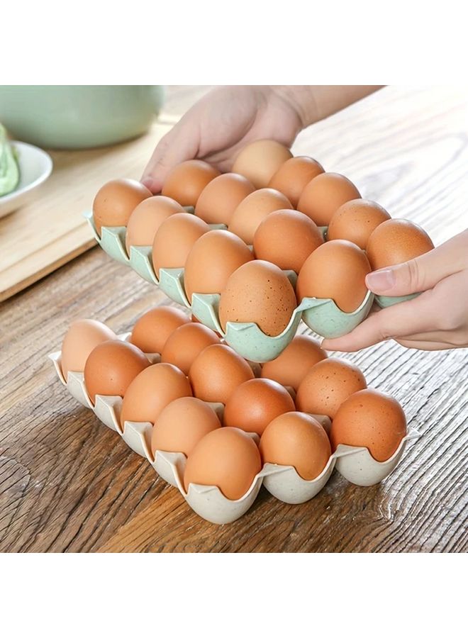 Blue Stackable Egg Storage Box Set 2pcs Detachable Kitchen Ice Trays Organizer - Image 2