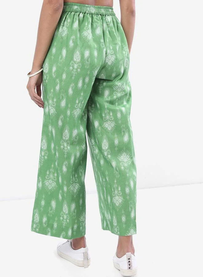 Vishudh Vishudh Women Green Paisley Printed Straight Fit Palazzos
