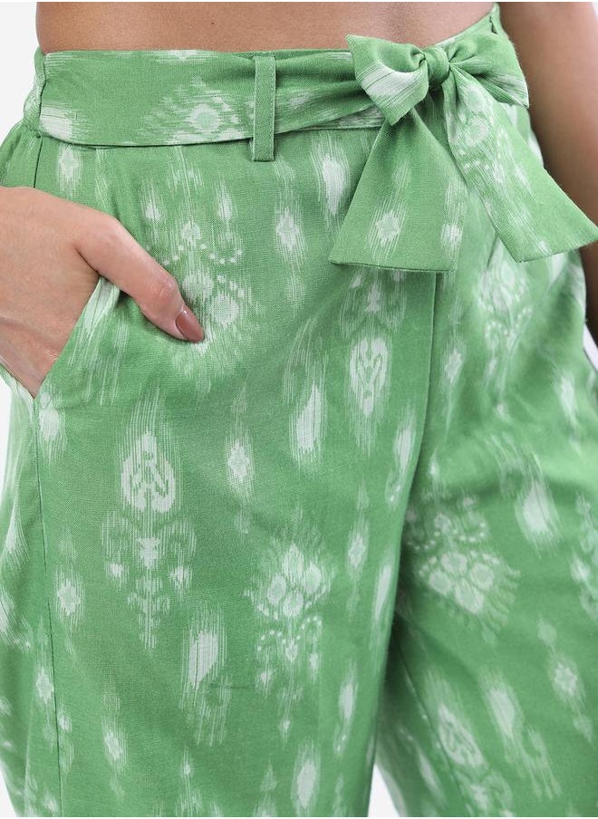 Vishudh - Women Green Paisley Printed Straight Fit Palazzos by Styli - Image 1