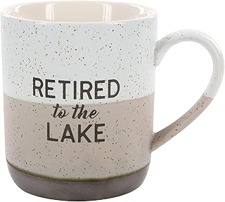 Pavilion Gift Company Pavilion Gift Company Large 15 Oz Stoneware Coffee Cup Mug Retired to The Lake, 1 Count (Pack of 1), Grey  - Image 1