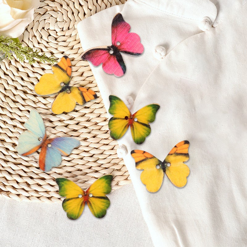 Butterfly Shaped Wooden Buttons - High Quality Eco-Friendly Craft Buttons for Diy Sewing, Scrapbooking, Fabric Decoration & Handmade Projects - Image 4