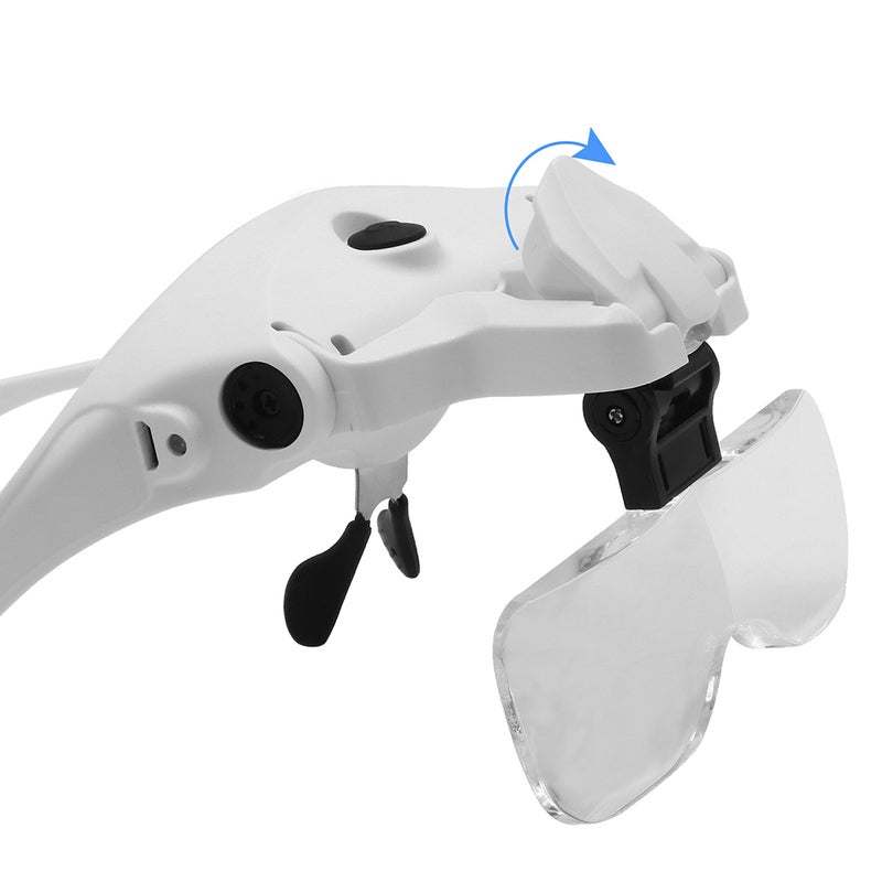 5 Lens 1.0X-3.5X Adjustable Bracket Headband Glasses Magnifier Loupe with 2 LED Lights and USB Charge Goggles Magnifying Tool Rechargeable LED Magnifying Glasses - Image 3