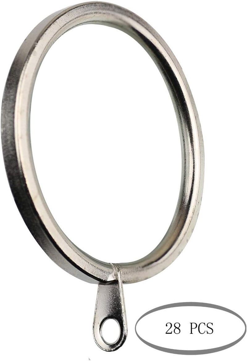 MERIVILLE 28 pcs Satin Nickel 1.5-Inch Inner Diameter Metal Curtain Rings with Eyelets, Fits Up to 1 1/4-Inch Rod - Image 2