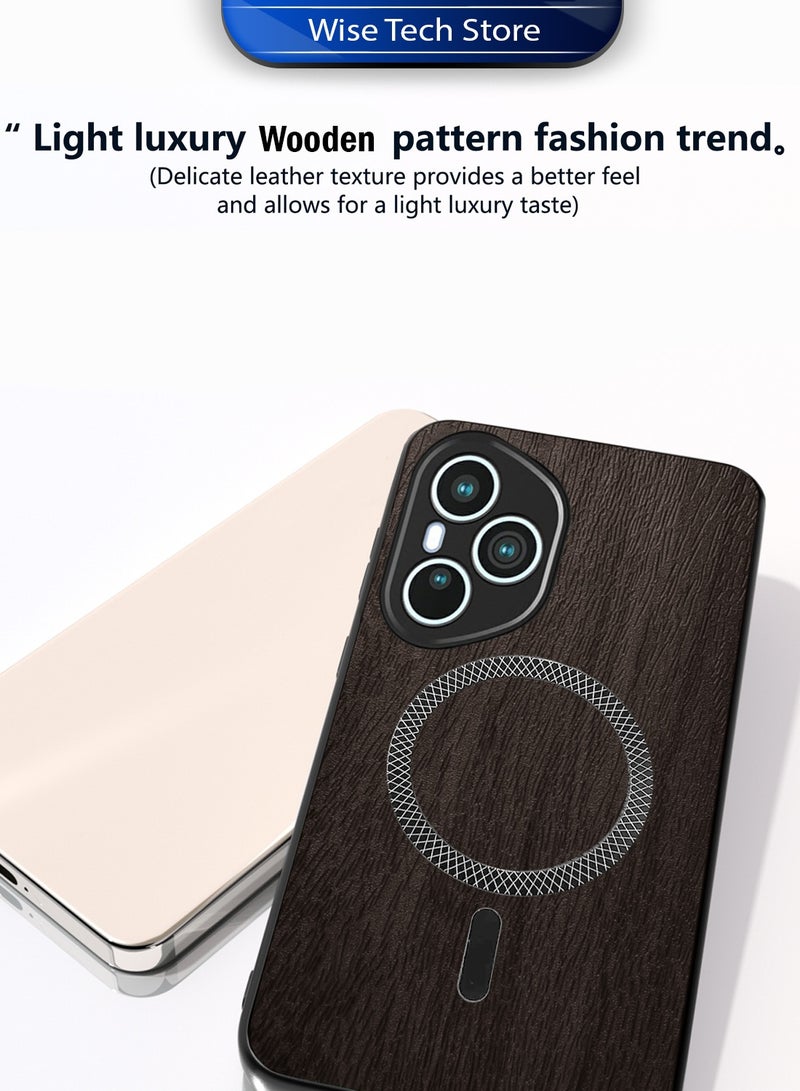 دبليو تيك غطاء خلفي قوي من الخشب ومحافظ مع مغناطيس لهاتف Honor 400 Pro 5G 2025 مقاوم للصدمات ومتوافق مع Magsafe (MCMPMN) - خشب الأبنوس - Image 2