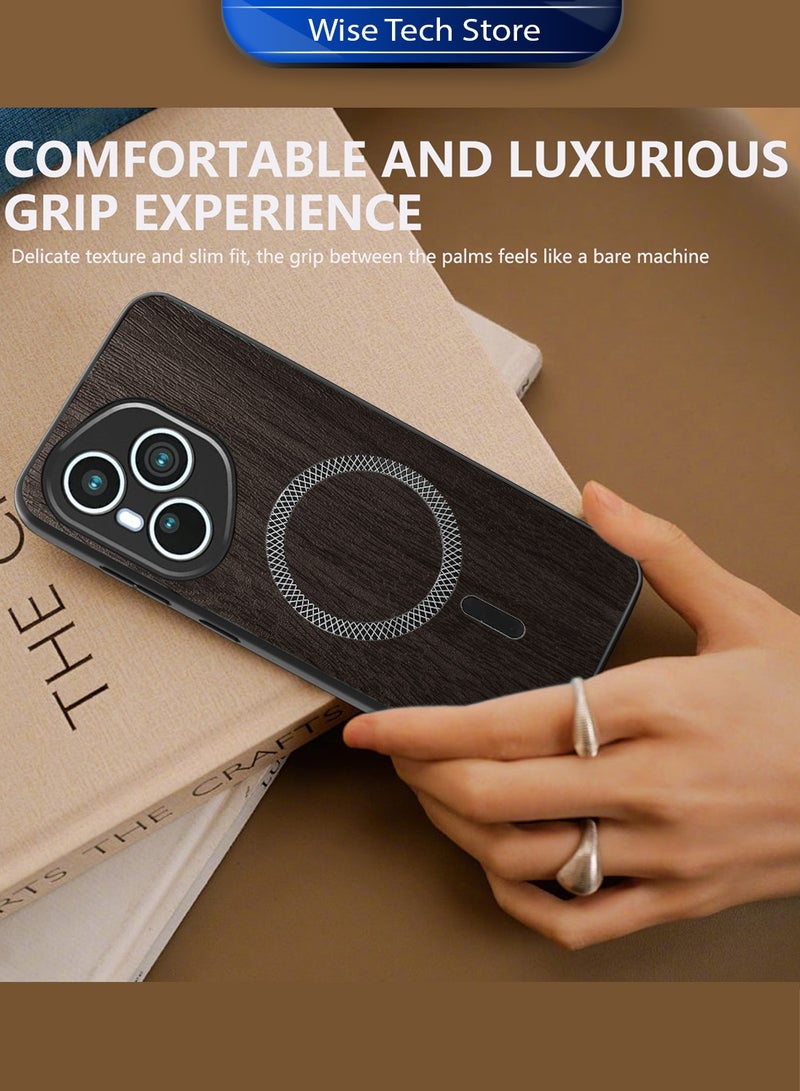 دبليو تيك غطاء خلفي قوي من الخشب ومحافظ مع مغناطيس لهاتف Honor 400 Pro 5G 2025 مقاوم للصدمات ومتوافق مع Magsafe (MCMPMN) - خشب الأبنوس - Image 4