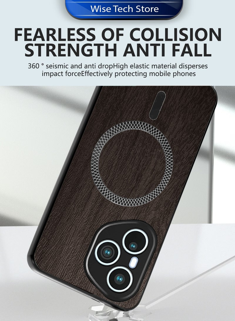 دبليو تيك غطاء خلفي قوي من الخشب ومحافظ مع مغناطيس لهاتف Honor 400 Pro 5G 2025 مقاوم للصدمات ومتوافق مع Magsafe (MCMPMN) - خشب الأبنوس - Image 3