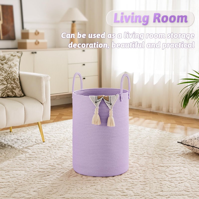 Artfeel Laundry Basket,Woven Cotton Rope Laundry Hamper,60L for Decorative Storage of Dirty Clothes,Toys and Blankets in Bathroom,Baby Room and Living Room - Image 2