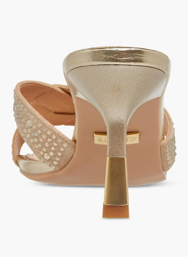 سيليست Women's Embellished Slip-On Sandals with Flared Heels