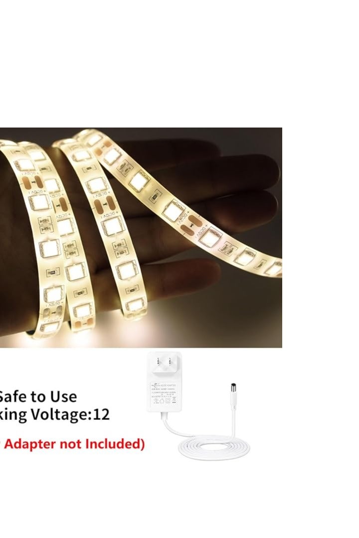 شريط إضاءة LED أبيض دافئ 12 فولت من iNextStation، 16.4 قدم/5 أمتار، 300 مصباح LED SMD5050 مرن وقابل للقطع لغرفة النوم والمنزل والمطبخ والبار وديكور المهرجانات (بدون قابس طاقة) - Image 3