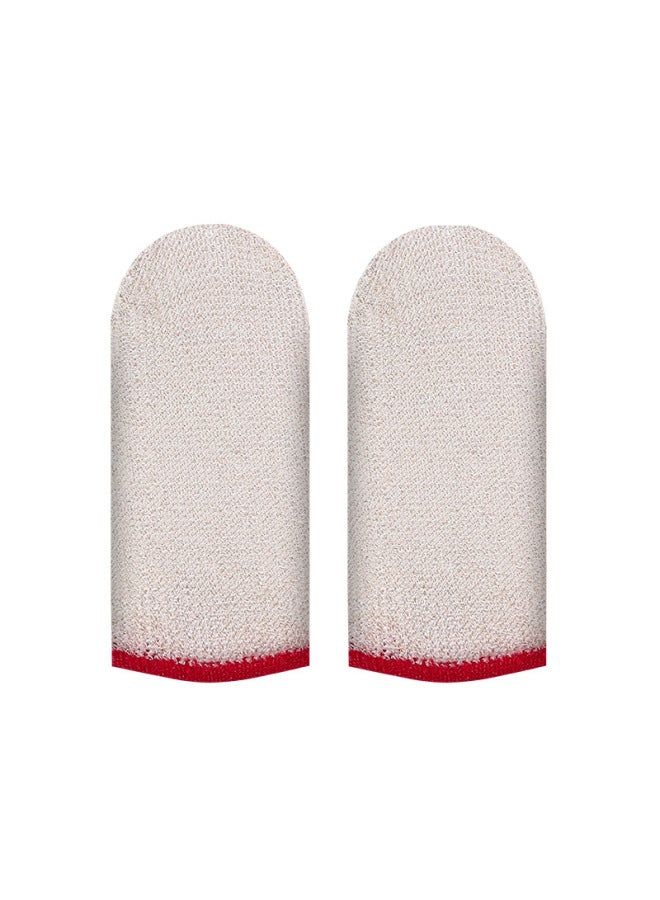 Explosive Hand Game Finger Cover Net Red Anchor With Ultra-thin Finger Cover Touch Screen Sensitive King Chicken Sweat-Product Color:Ice Silk Snow White Red Overlock [bulk With Cardboard]  - Image 1