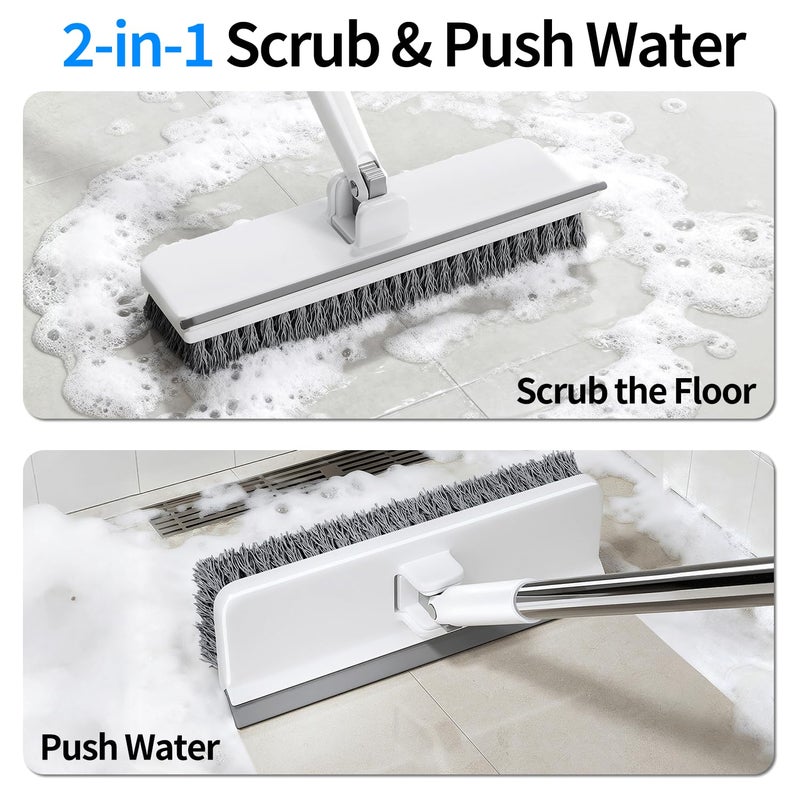 Purexa Floor Scrub Brush with 55" Long Handle, 2-in-1 Floor Brush with Built-in Squeegee, Adjustable Angle Head and Stiff Bristles for Tile, Wood, Concrete & Textured Floor Cleaning - Image 5
