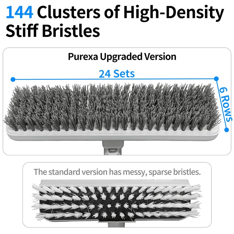 Purexa Floor Scrub Brush with 55" Long Handle, 2-in-1 Floor Brush with Built-in Squeegee, Adjustable Angle Head and Stiff Bristles for Tile, Wood, Concrete & Textured Floor Cleaning - Image 3