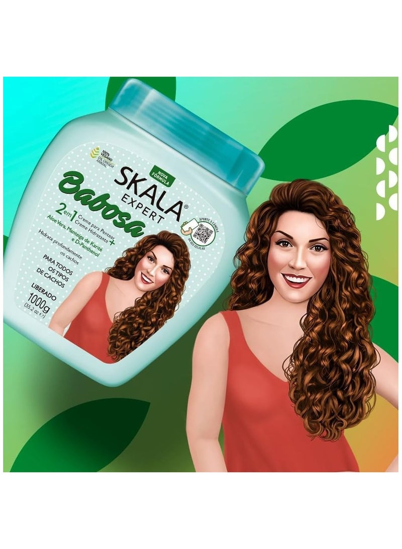 Skalago إكسبيرت بابوزا 2 في 1 – كريم علاج الشعر بالألوفيرا وزبدة الشيا – 1000 غرام - Image 2
