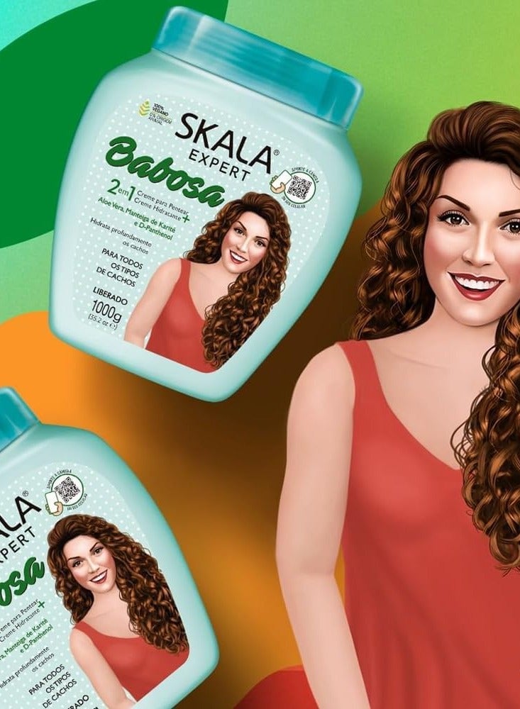 Skalago إكسبيرت بابوزا 2 في 1 – كريم علاج الشعر بالألوفيرا وزبدة الشيا – 1000 غرام - Image 3